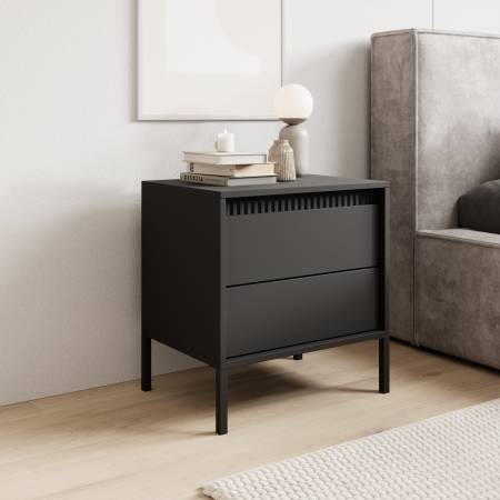 Czarny stolik nocny z szufladami SONEO